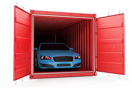 Cars are shipped in containers.