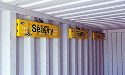 Grafik SeaDry Pole vor einem Containerschiff