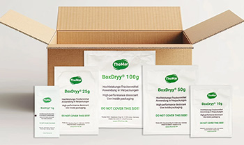 BoxDryy Inbox desiccant bag before dispatch packaging