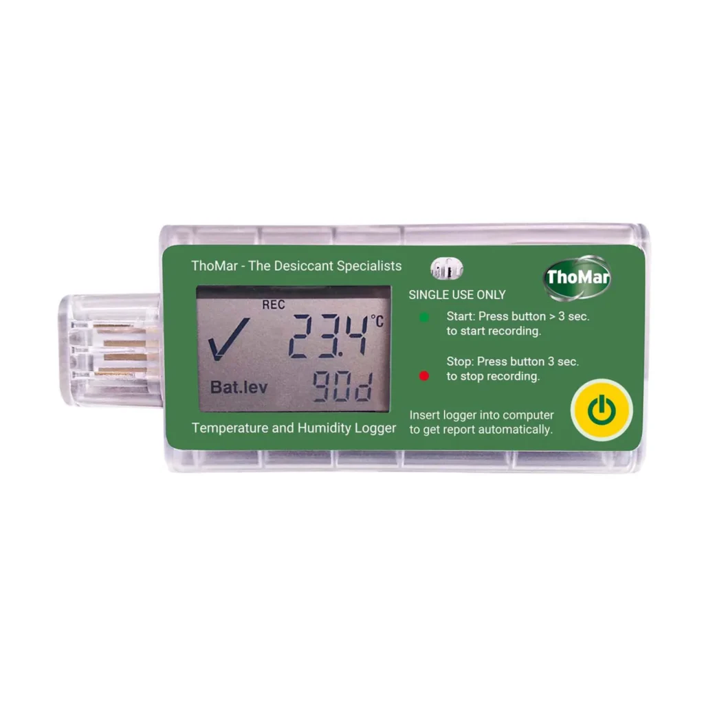 Image produit ThoMar enregistreur de données 10TH pour la mesure de la température et de l’humidité relative de l’air, détail avec température