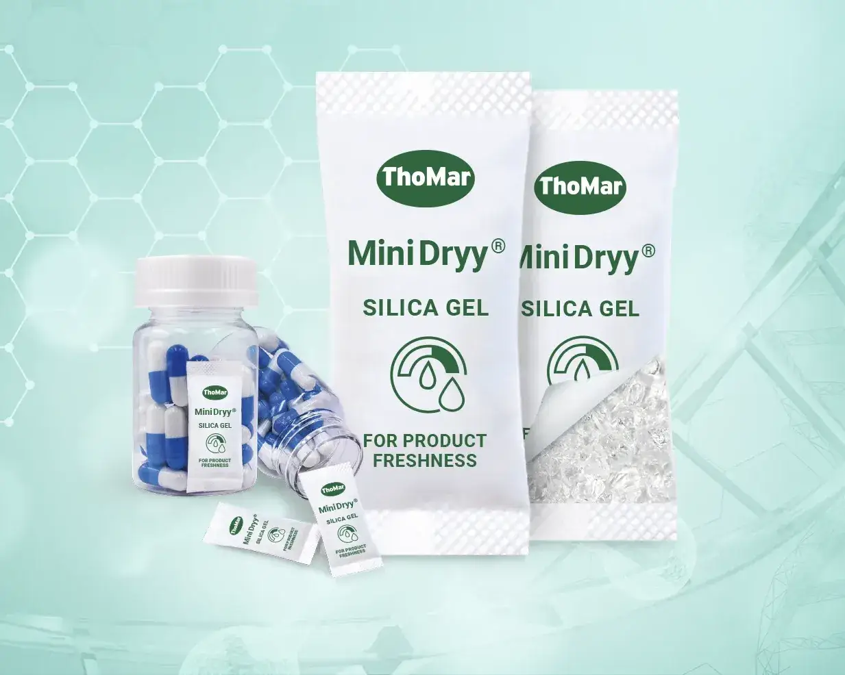 Sacchetto essiccante ThoMar MiniDryy Sachet per Pharma & Food in contenitore