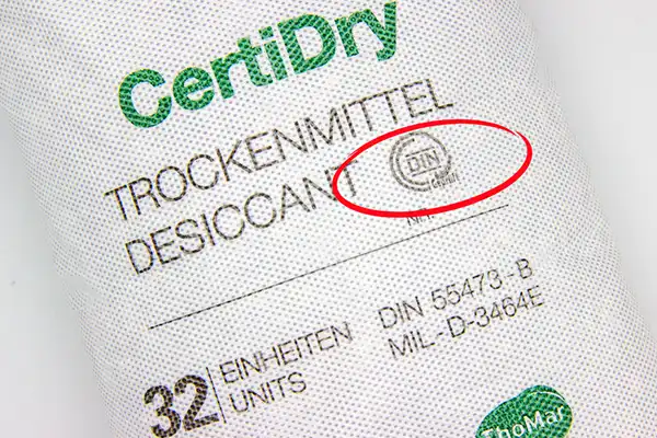 Sachets déshydratants CertiDry de ThoMar avec marquage DIN 55473