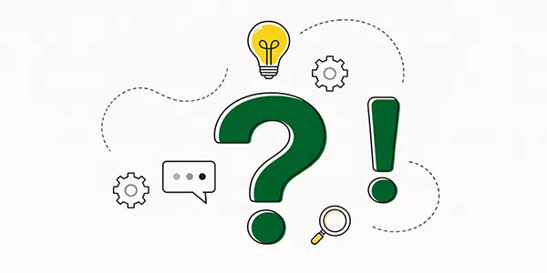 ThoMar FAQ Frequently Asked Questions Illustration with question mark and exclamation mark