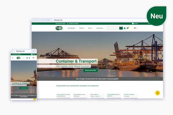 Die neue ThoMar Website im Browser-Fenster, Desktop und Mobile